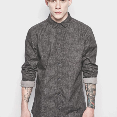 男裝假兩(liǎng)件領襯衫商務加絨